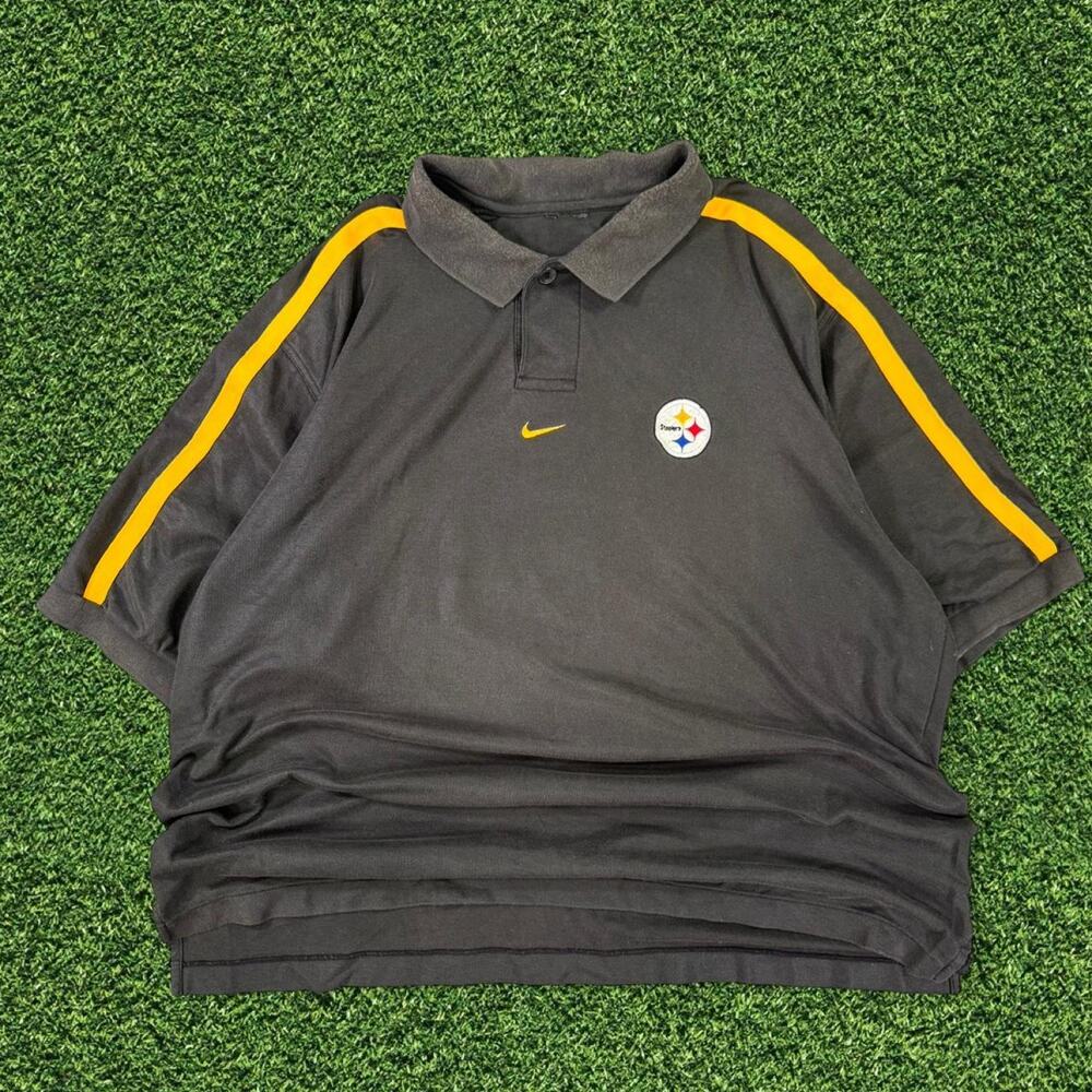 Vintage Y2K faded nike center swoosh steelers polo shirt